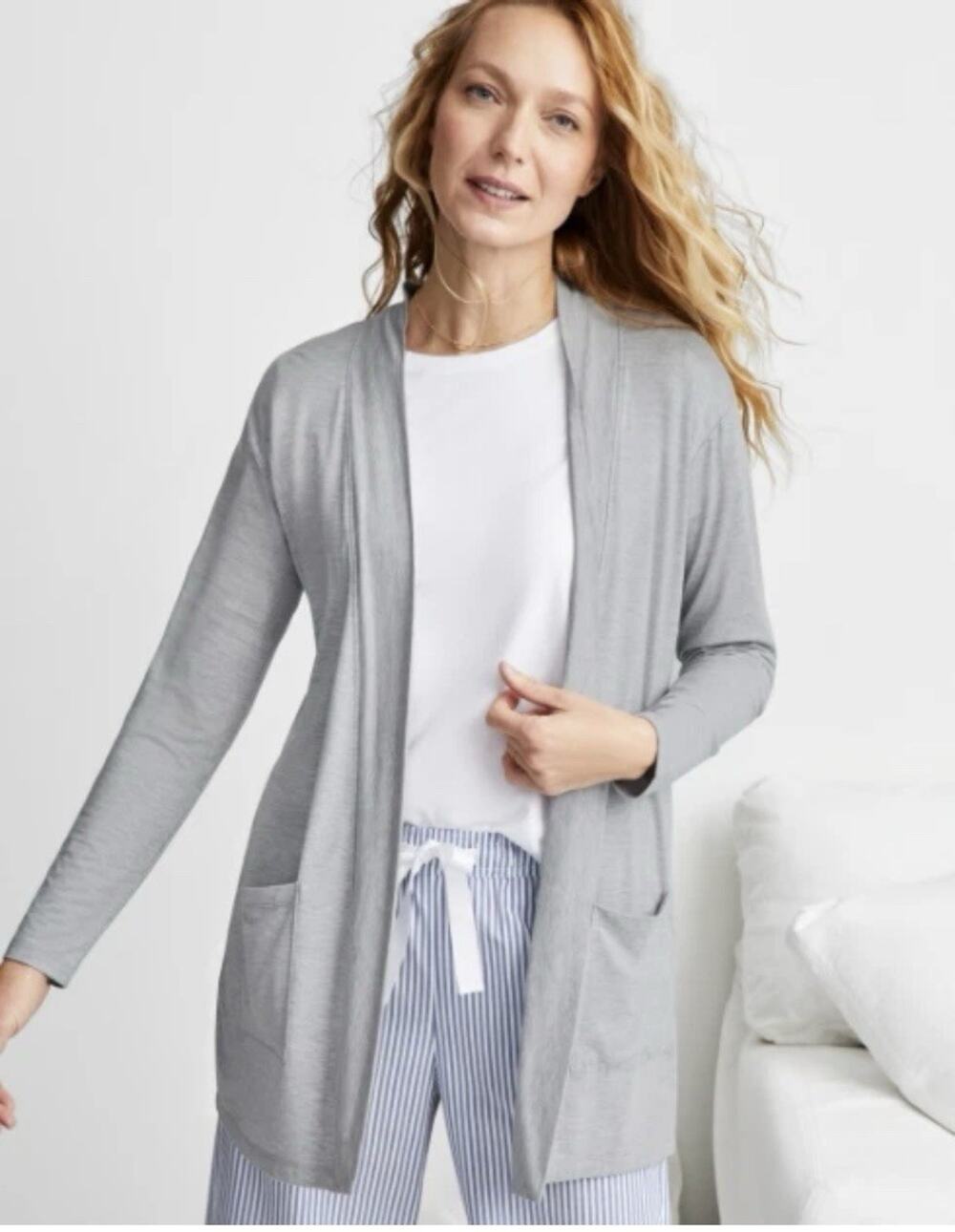 State of Day Women's Knit Open Front Cardigan - Grey Heather. Large